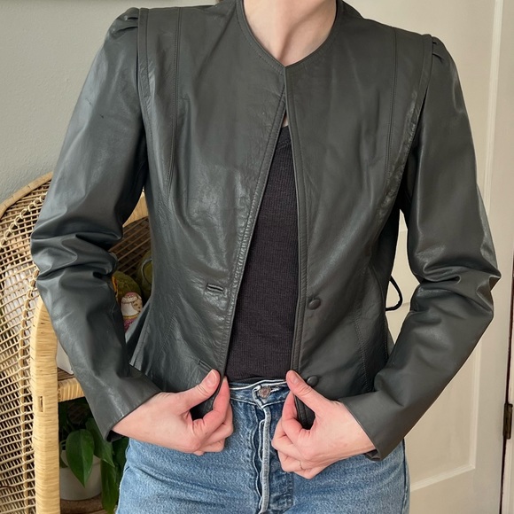 Vintage Gray Sheplers Leather Jacket - Picture 4 of 16